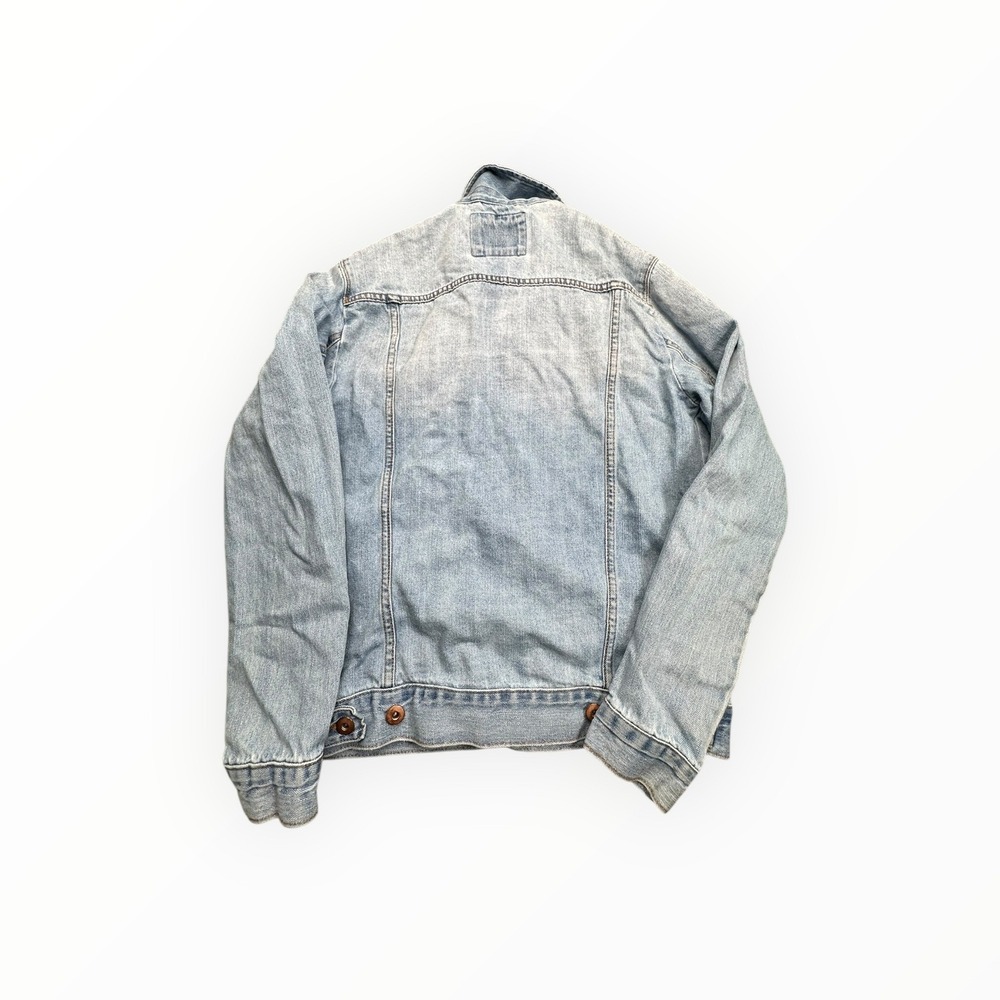 Forever 21 Denim Jacket Mens S Light Blue Trucker Faded Button Up 3621 - Picture 2 of 8